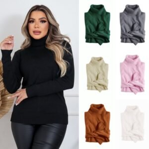 ZAVA Tricot Manga Comprida Cacharrel Blusa de Frio com elastano