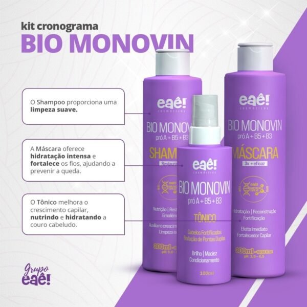 Kit Bio Monovin Crescimento e Queda Capilar Fortificante e Estimulante Capilar Eaê! Cosmeticos