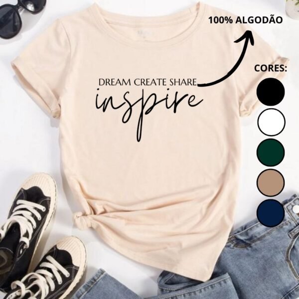 Camiseta Feminina Blusinha 100% Algodão Blusa T Shirt Básica Inspire