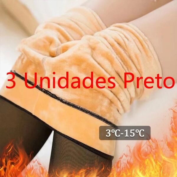 220G Meia-Calça Térmica Forrada Peluciada Translúcida De Lã Quente Feminina Para Inverno
