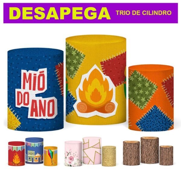 Trio Capa Cilindro Decoração de Festa Vários Modelos Em Tecido - Desapega