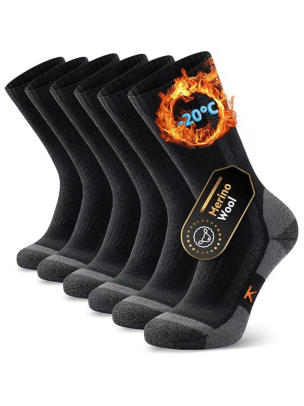 1 Par de Meias Térmicas, Meias de Lã Merino Premium, Meias de Inverno Quentes, Meias para Caminhada ao Ar Livre para Homens e Mulheres, Meias de Cana Grossas e Quentes para Trabalho, Caminhada, Trilha, Corrida e Esportes ao Ar Livre
