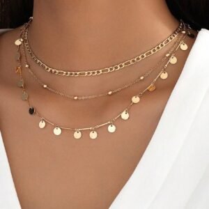 1 Peça Colar com Pingente Redondo Personalizado de Várias Camadas, Adequado para Mulheres, Presente para Resort de Praia de Verão, Acessório de Joalheria Versátil de Estilo Boêmio para Uso Casual Diário