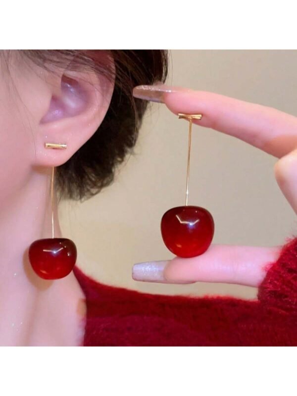 1 par de brincos de frutas vermelhas de cereja para mulheres, Design doce, versátil, pessoal e fashion para uso cotidiano