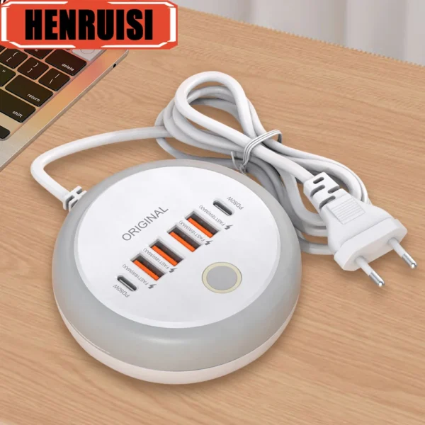 Soquete multi port usb tipo c, power strip, carregamento rápido, carregador de parede, adaptador para iphone 12, 13, rápido celular, 50w