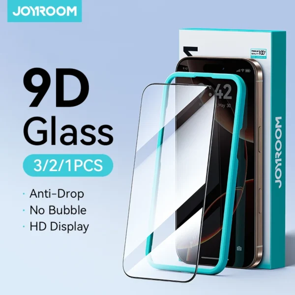 Joyroom 3/2/1 pçs vidro hd para iphone 16 15 pro max protetor de tela cheia proteção temperado