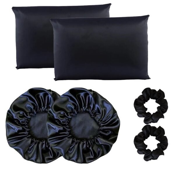 Kit completo cetim anti frizz 2 fronhas + touca+ scrunchie