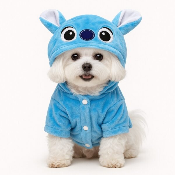 Roupa Moletom Fantasia Para Cachorro Roupinha Stitch Pet Inverno Frio Com Capuz Inverno