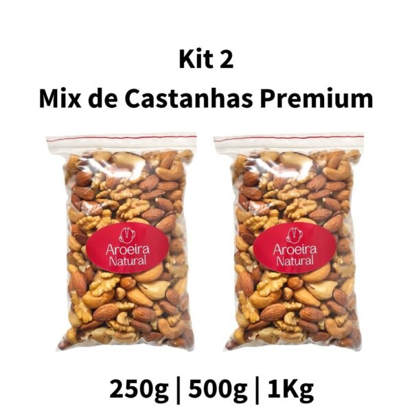Kit 2 mix de castanhas premium - apenas castanha caju, pará, amêndoa e nozes