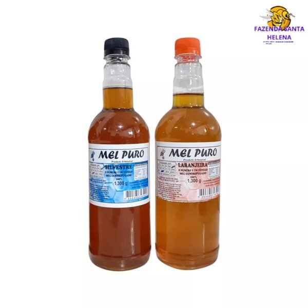 Kit 2 Mel Garrafa Puro 100% Orgânico Florada Laranjeira e Silvestre 1,3kg