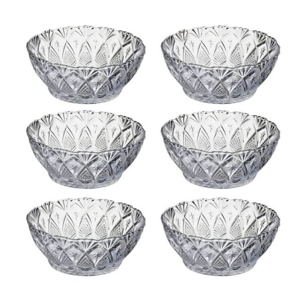 Jogo De Sobremesa Tigela Bowl 6 Peças 120ml Em Vidro Desenhado