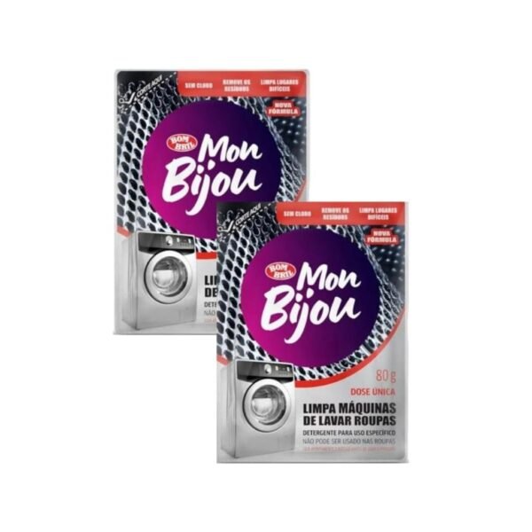 Kit com 2 unid - Mon Bijou Limpa Máquinas Lavar Roupa Frontal e Abertura Superior 80g Combate ao Maus Odores