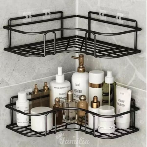 Kit 2 prateleiras suporte com alto adesivos para parede banheiro cozinha lavanderia shampoo sabonete