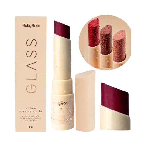 Batom bala glass creamy matte ruby rose