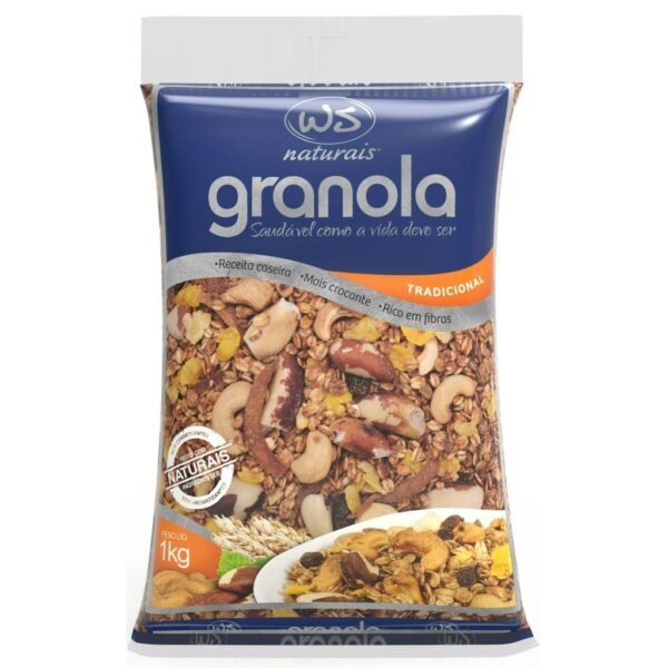Kit 2 granola tradicional supercrocante (vegana) 1kg (total 2kg) - ws