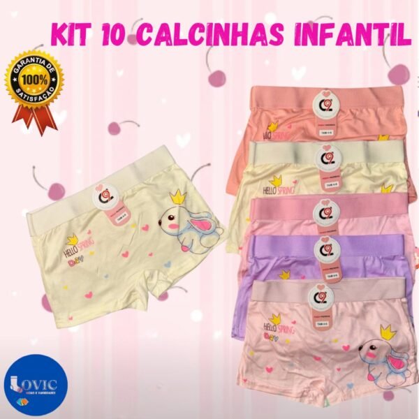 Kit 10 Calcinhas Importada box Shortinho Infantil menina Estampada ou Kit 4 Calcinhas