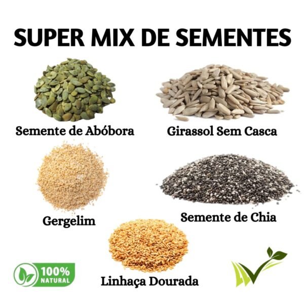 Mix De Sementes - Chia, abóbora, girassol, linhaça, gergelim