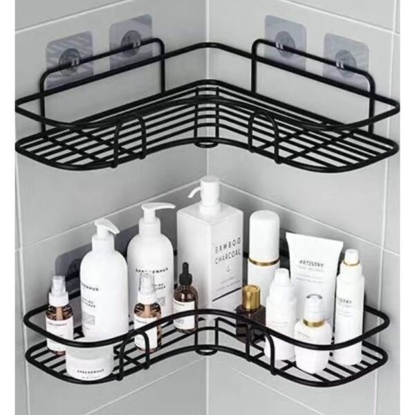 Kit Com 2 Suporte Organizador De Metal Para Banheiro Cozinha Prateleira Porta Shampoo