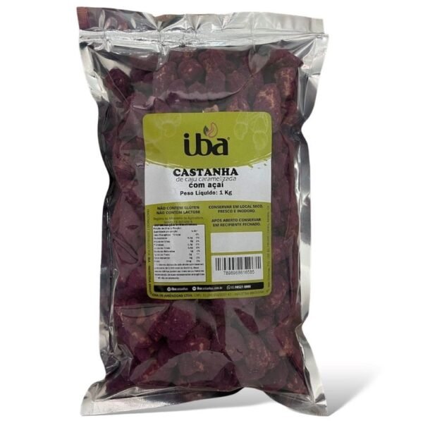 Castanha de caju caramelizada com açai 1 kg iba castanhas