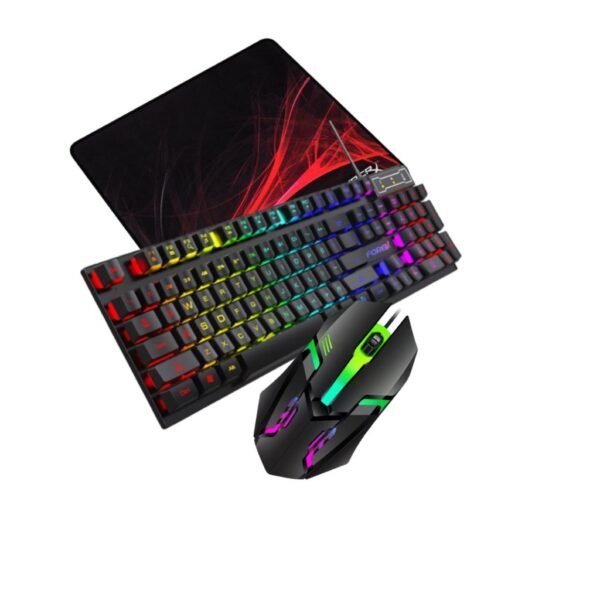 Kit gamer: teclado semi mecânico rgb + mouse óptico pad profissional, pc, not, xbox,ps5