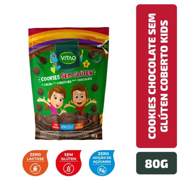 Cookies Chocolate Sem Glúten Coberto Kids 80G