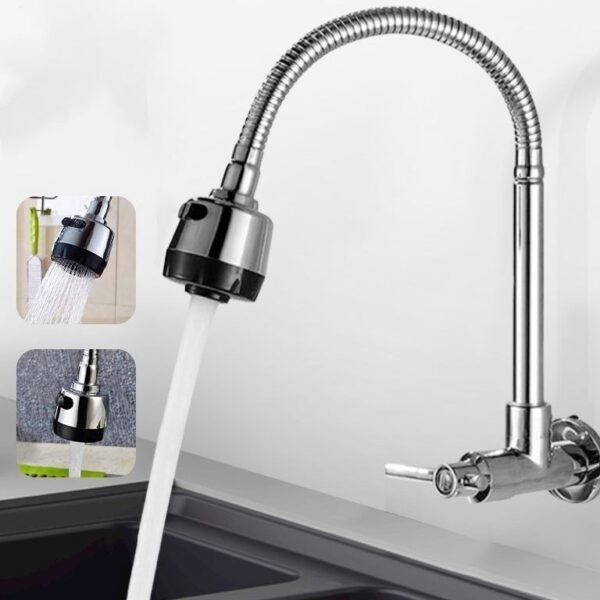 Inox prata torneira com chuveiro rotação de 360° cozinha luxo parede promoção