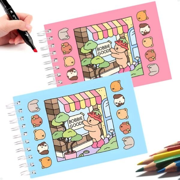 Kit 1/2 Livros Bob Goods Colorir Capa Dura 48 Folhas Rosa e Azul