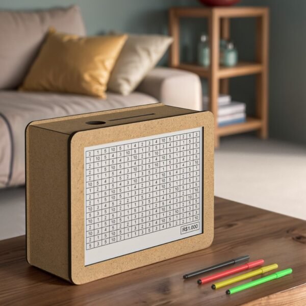 Caixa Cofre Desafio 10000 5000 ou 1000 Mdf Dinheiro Método Japonês Woodbox Cofre de Moedas