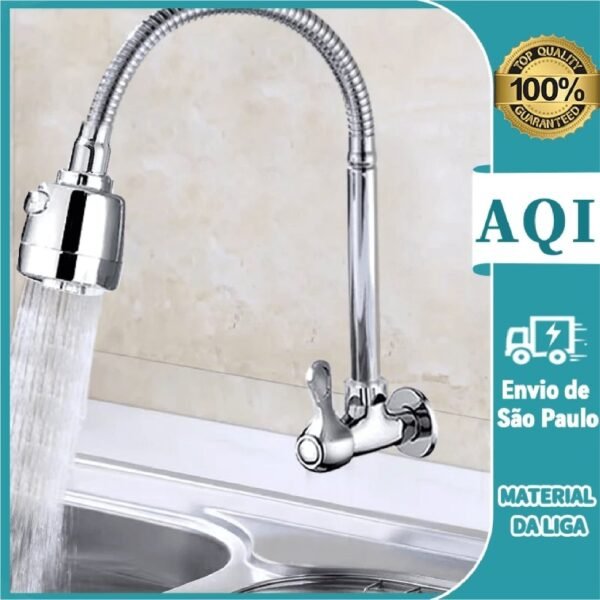 Torneira gourmet de parede inox cozinha
