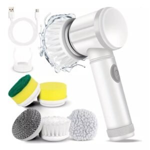 Escova de Limpeza 5 em 1 Sem Fio Limpador Multiuso Prático Com Mais Duas Cabeças de Escova