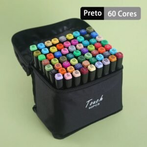 12/24/36/48/60/80 cores caneta marcadora com ponta dupla preto/pintura de arte