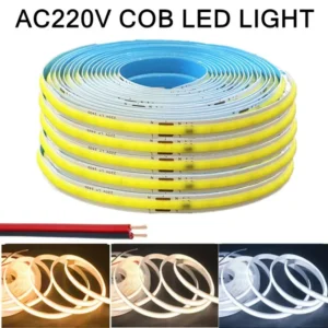 220v cob led luz de tira flexível luzes fita inteligente ic sem necessidade driver alto brilho 240 leds iluminação linear ra95 branco quente 1-5m