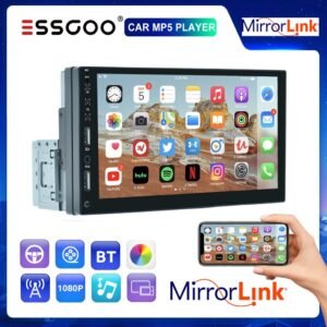 （envio de são paulo）essgoo 1 din rádio carro bluetooth 7 polegada tela sensível multimídia mp5 reprodutor vídeo