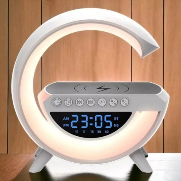 Caixinha de som g-speaker smart carregador indução altofalante bluetooth android e ios luminaria