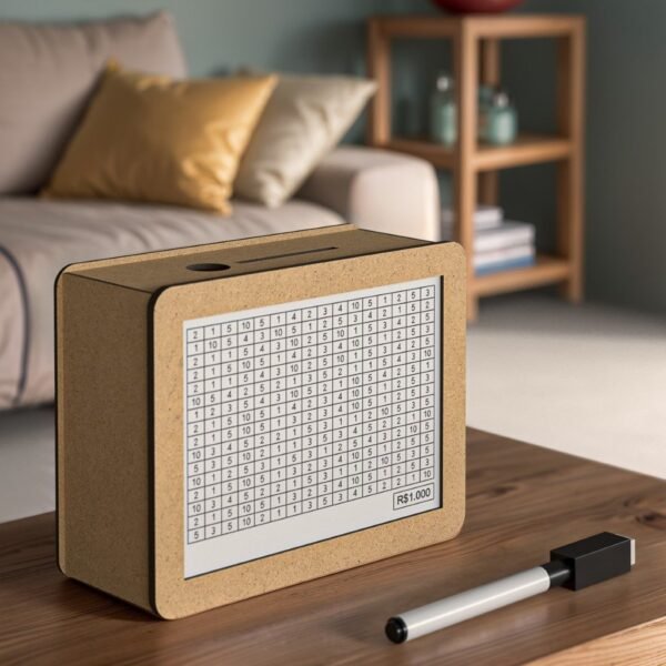 Caixa cofre desafio 10000 5000 ou 1000 mdf dinheiro método japonês woodbox de moedas