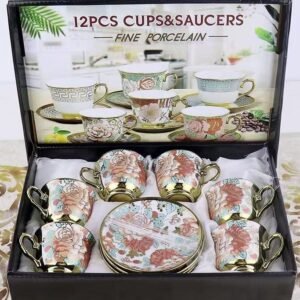 Xícara de café kit com 12 peças cerâmica em porcelana