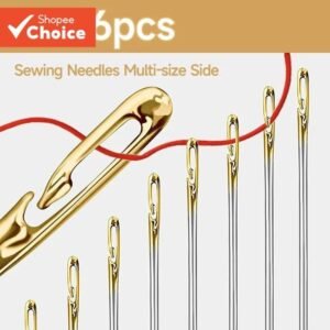 12/36pcs agulhas de costura multi-tamanho com abertura lateral ferramentas aço inoxidável
