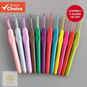 12 pc tamanhos 2-8mm conjunto de agulhas crochê com cabo borracha qualidade importada
