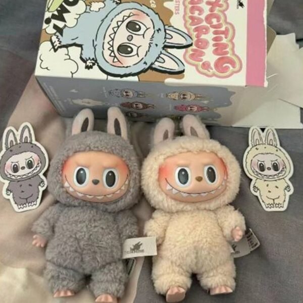 Labubu emocionante série macaron caixa cega boneca de pelúcia chaveiro bonito coelho figuras artesanal presente para ami