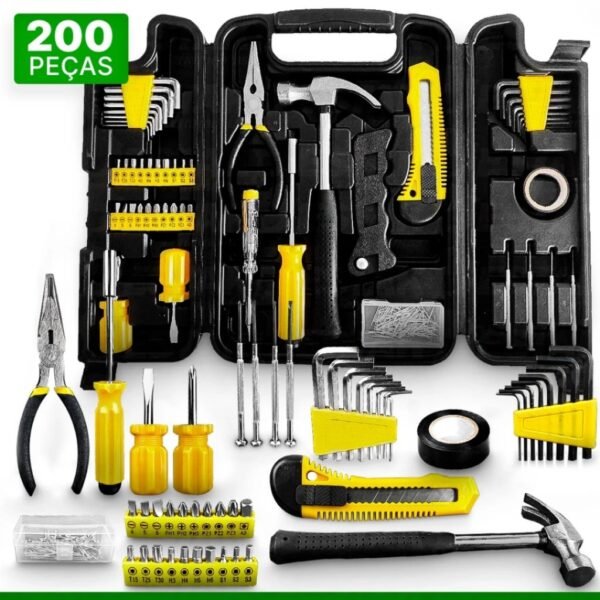 Kit jogo de ferramentas 200 pcs c/soquetes chaves snel
