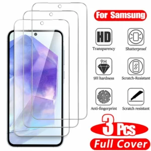 3pcs hd vidro temperado para samsung a16 a26 a36 a56 a55 a53 a54 a35 a25 a15 protetor de tela galaxy s25 s24 ultra screen protector glass fe s23 s22 s21 plus