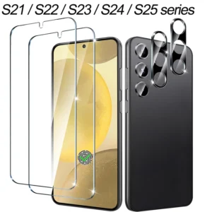 2+2 impressão digital scanning película para samsung s25 s24 s23 s22 s21 pelicula de vidro galaxy ultra camera protector fe