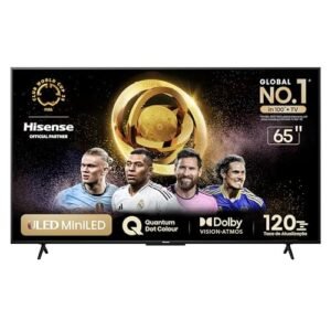 Hisense smart tv uhd 4k mini led 65" polegadas 65u6n google tv, processador com ai, hdr10+, dolby atmos, sports mode, game mode plus e compatível alexa
