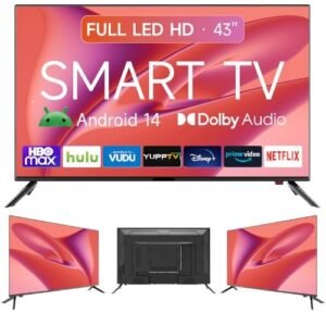Smart tv 43" hd | android 14 2 hdmi + à prova de umidade wi-fi 100/240v