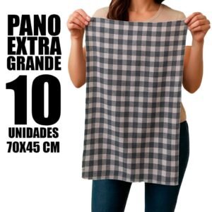 10 pano de chão xadrez extra grande 70x45 cm limpeza multiuso 100% algodão