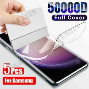 5 pçs filme de hidrogel para samsung s25 s24 s23 s22 ultra plus fe capa completa protetor tela a56 a55 a36 a35 a26 a16