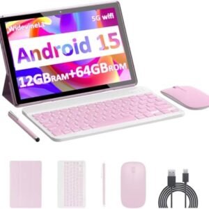 Tablet android 14, tablets de 10 polegadas com teclado, 8 gb ram+64 rom+1 tb expansível, processador quatro núcleos 1,8 ghz, capa / rato lápis, câmara mp/bateria