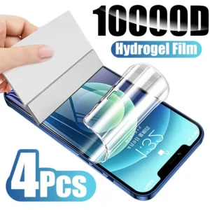 Película de hidrogel macia, 4 unidades, para iphone 17 pro max 16 15 13 14 12 11 air 16e, protetores tela 7 8 plus mini xs xr x
