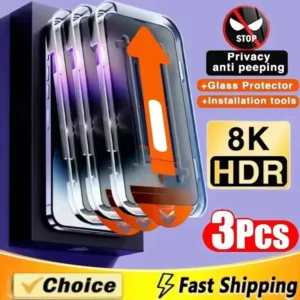 Protetor de tela privacidade com revestimento oleofóbico para iphone 17 pro max 16 15 13 11 14 12 air 16e mini se 7 xr instalação livre poeira