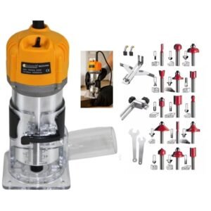 Combo tupia laminadora manual com coletor + jogo de fresas 15 peças estojo madeira qualidade